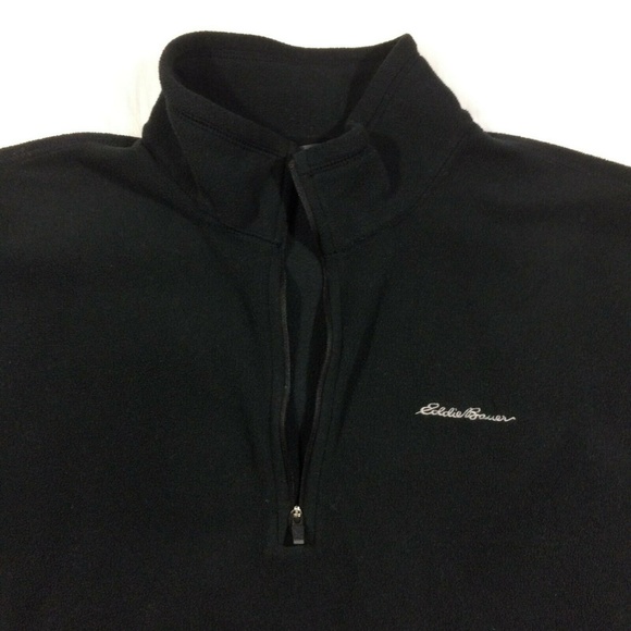 Eddie Bauer Black Pullover Fleece Sweater Jacket - Picture 3 of 8